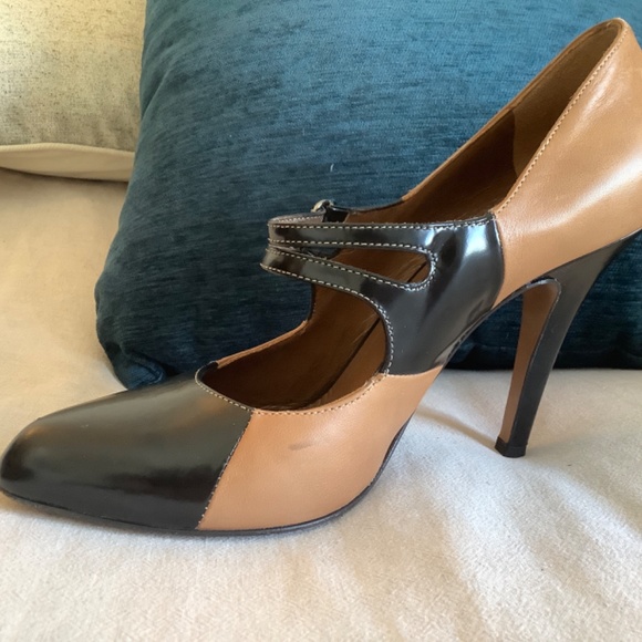 Hobbs Draycott Colourblock Mary Jane High Heel Courts Caramel Black Size 8 - Picture 7 of 12